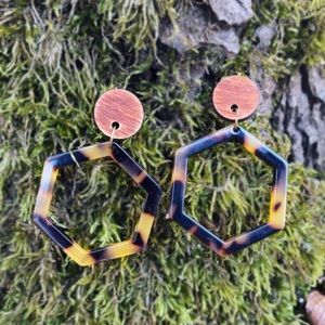 Wood and Acrylic Tortoise Shell Earrings